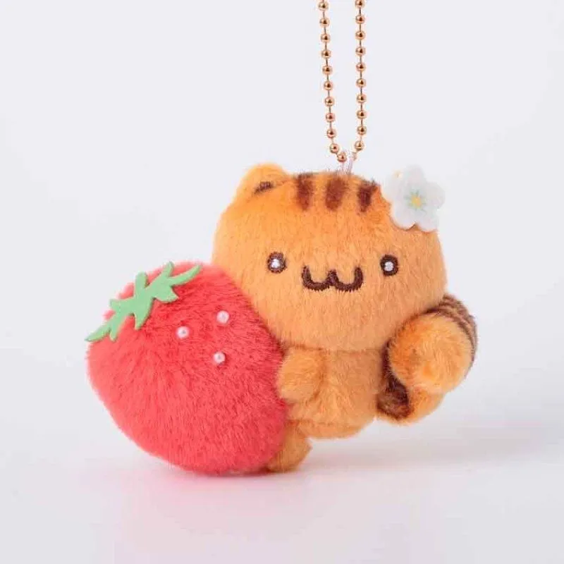 BAGEL Sanrio "Pompompurin Ichigo Friends Boa" Plush Mascot Keychain