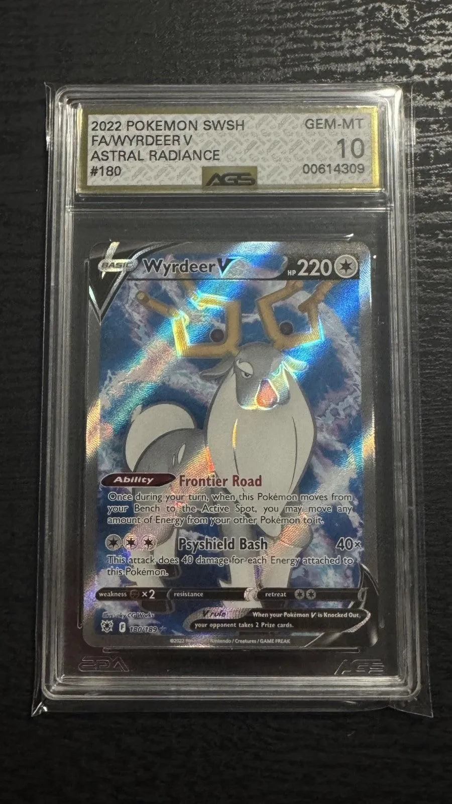 2022 Pokemon Astral Radiance Full Art Wyrdeer V #180 AGS 10 Gem Mint