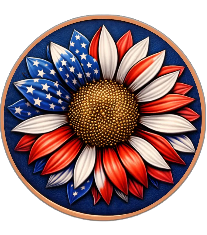In Stock! Freedom Flower Colorized 5 oz Copper Round