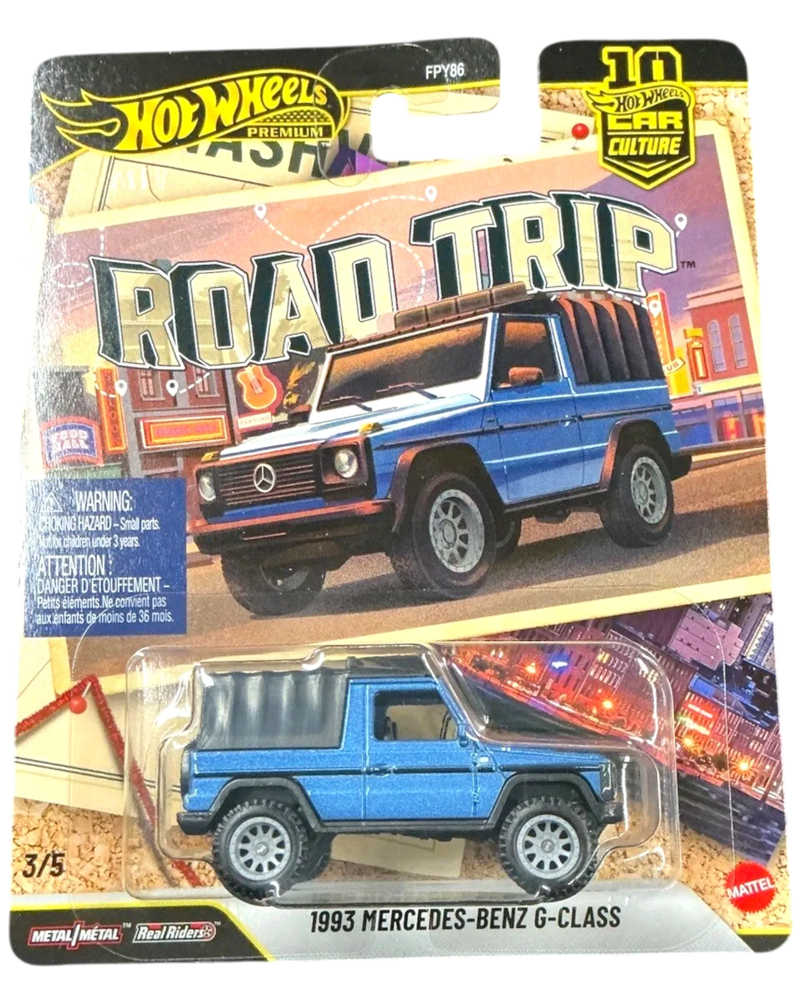 Hot Wheels Car Culture Road Trip 1993 Mercedes-Benz G-Class Blue 1:64