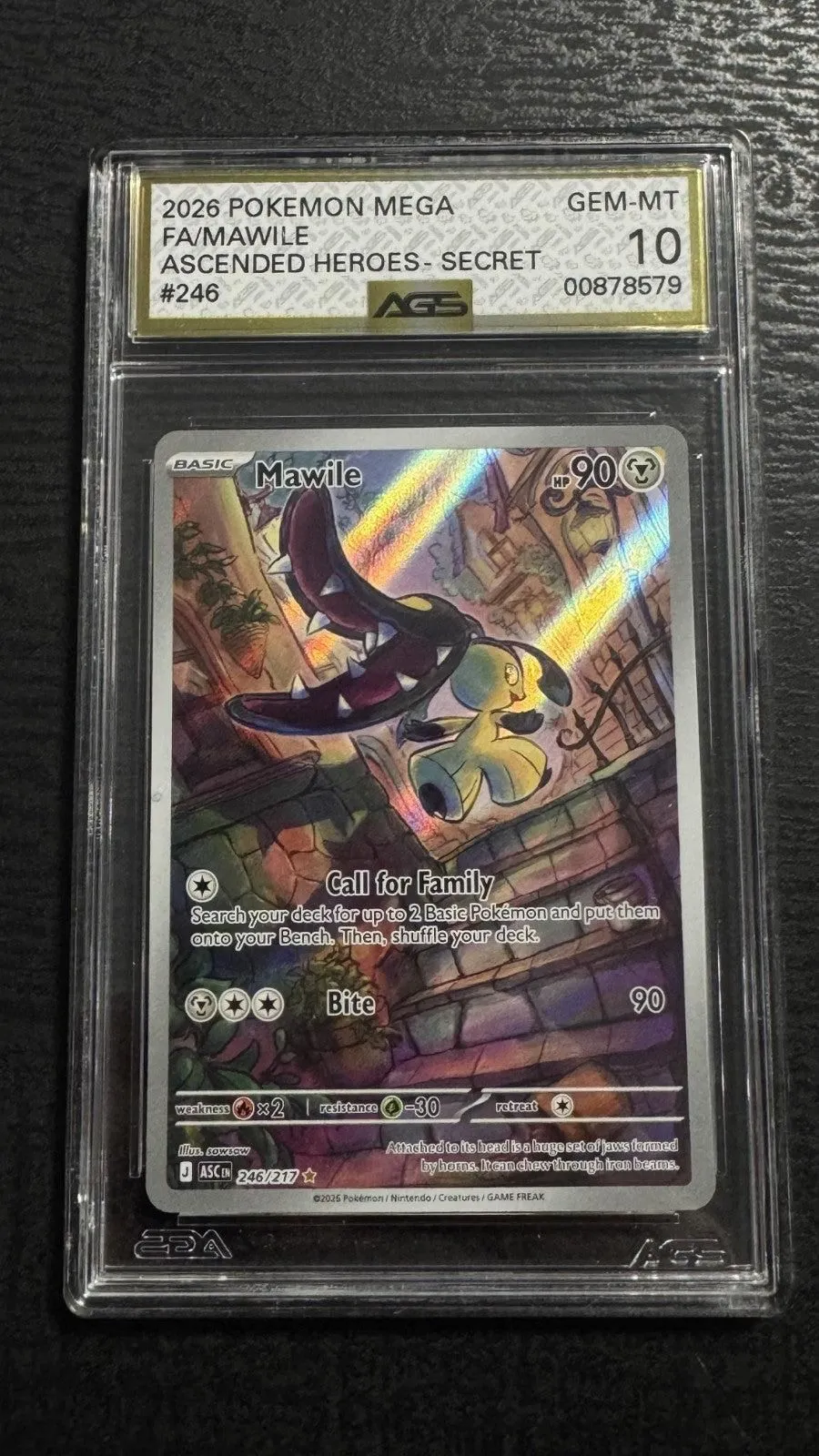 2026 Pokemon Ascended Heroes Illustration Rare Mawile #246 AGS 10 Gem Mint