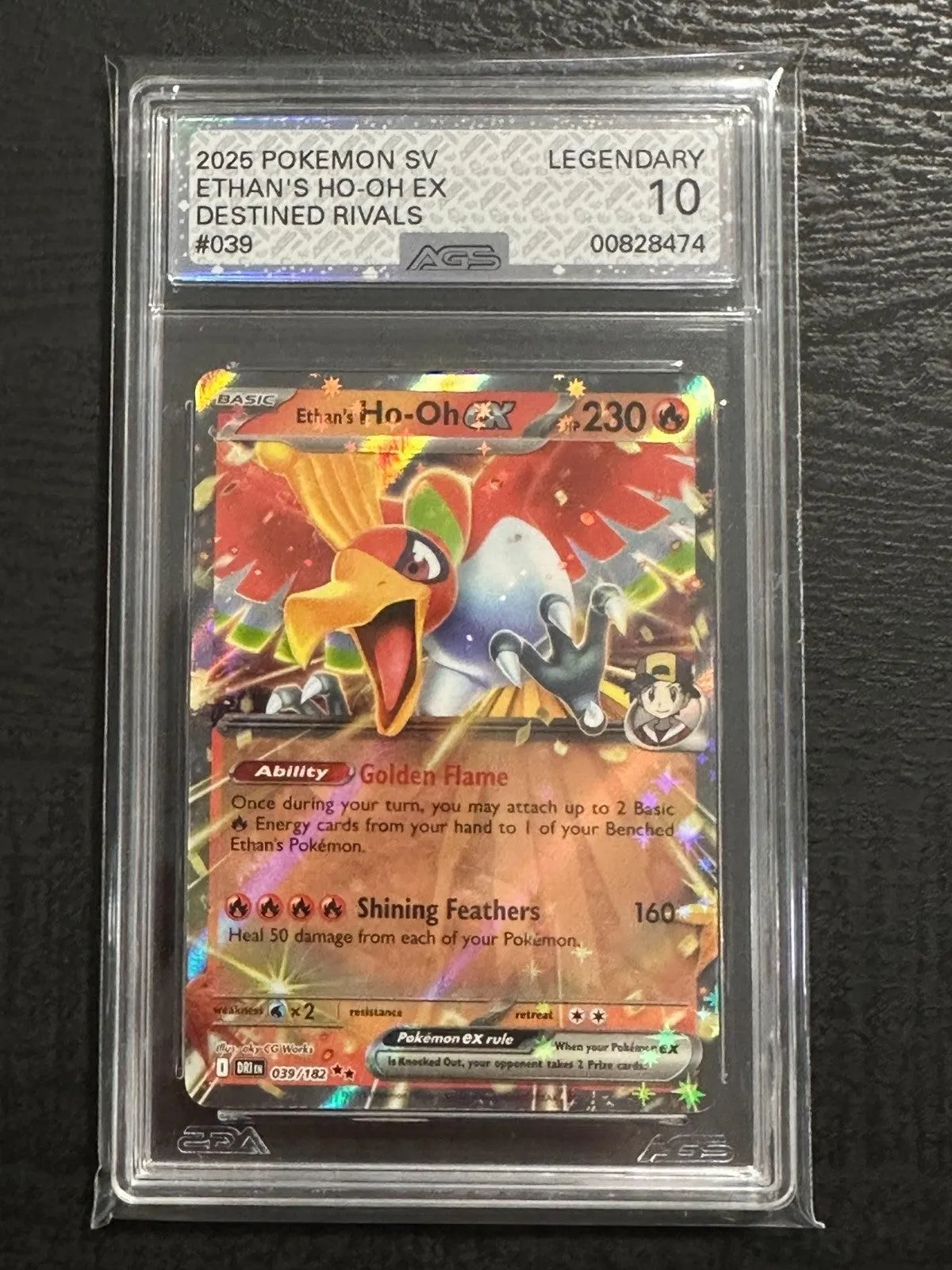 2025 Pokemon S&V Destined Rivals Ethan's Ho-Oh EX #39 AGS Legendary 10