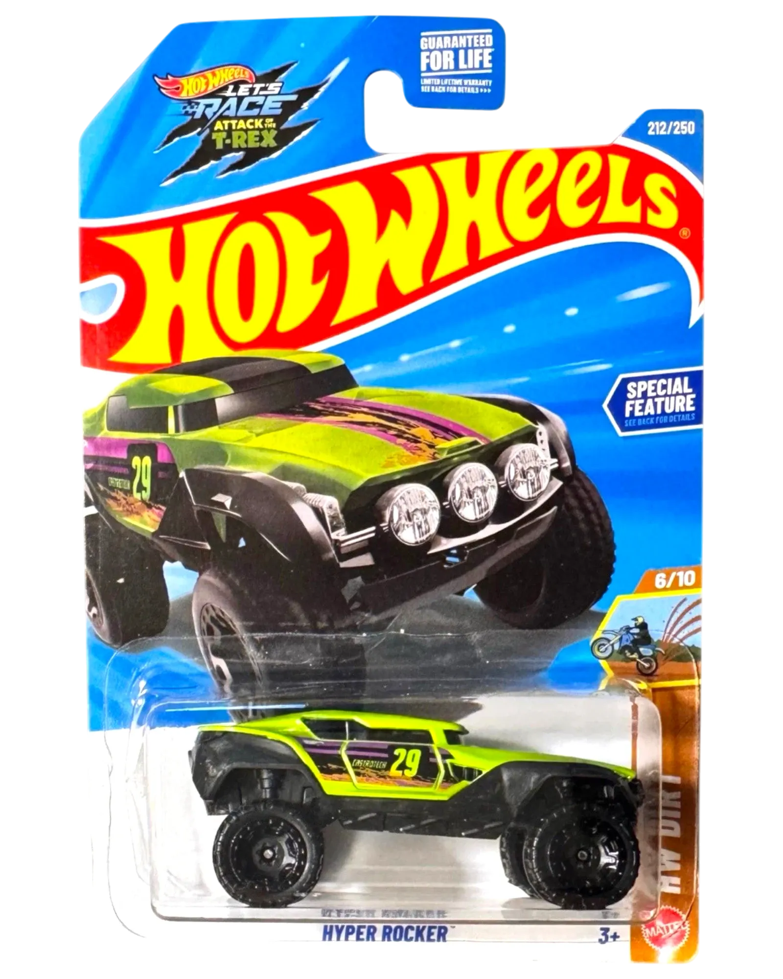Hot Wheels Hyper Rocker Green 1:64 Die-Cast HW Dirt T-Rex Attack #6/10 #212/250