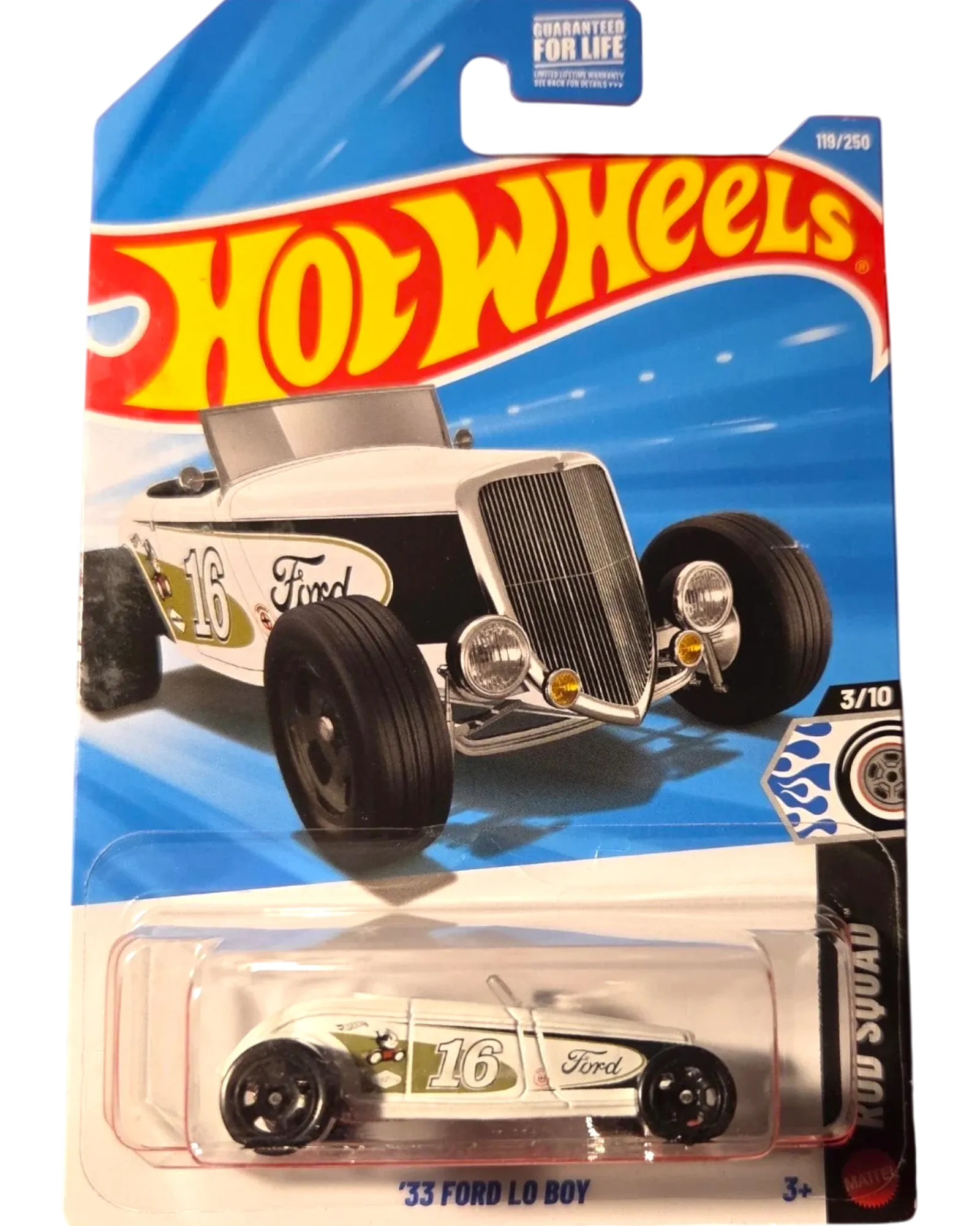 Hot Wheels '33 Ford Lo Boy White 1:64 Die-Cast Rod Squad #3/10 #119/250