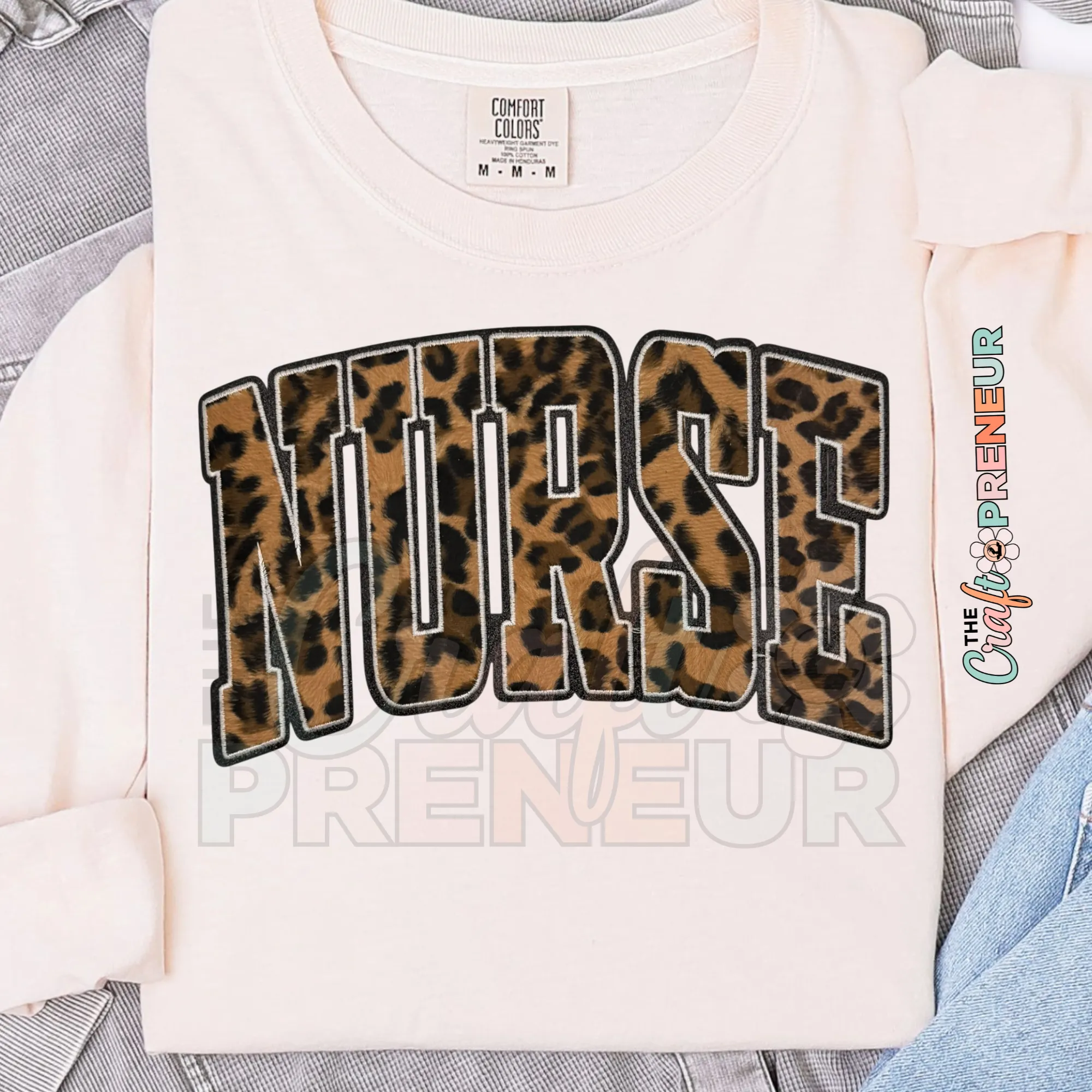 PATCH080 - Nurse Cheetah Varsity Faux Fur Iron On Patch