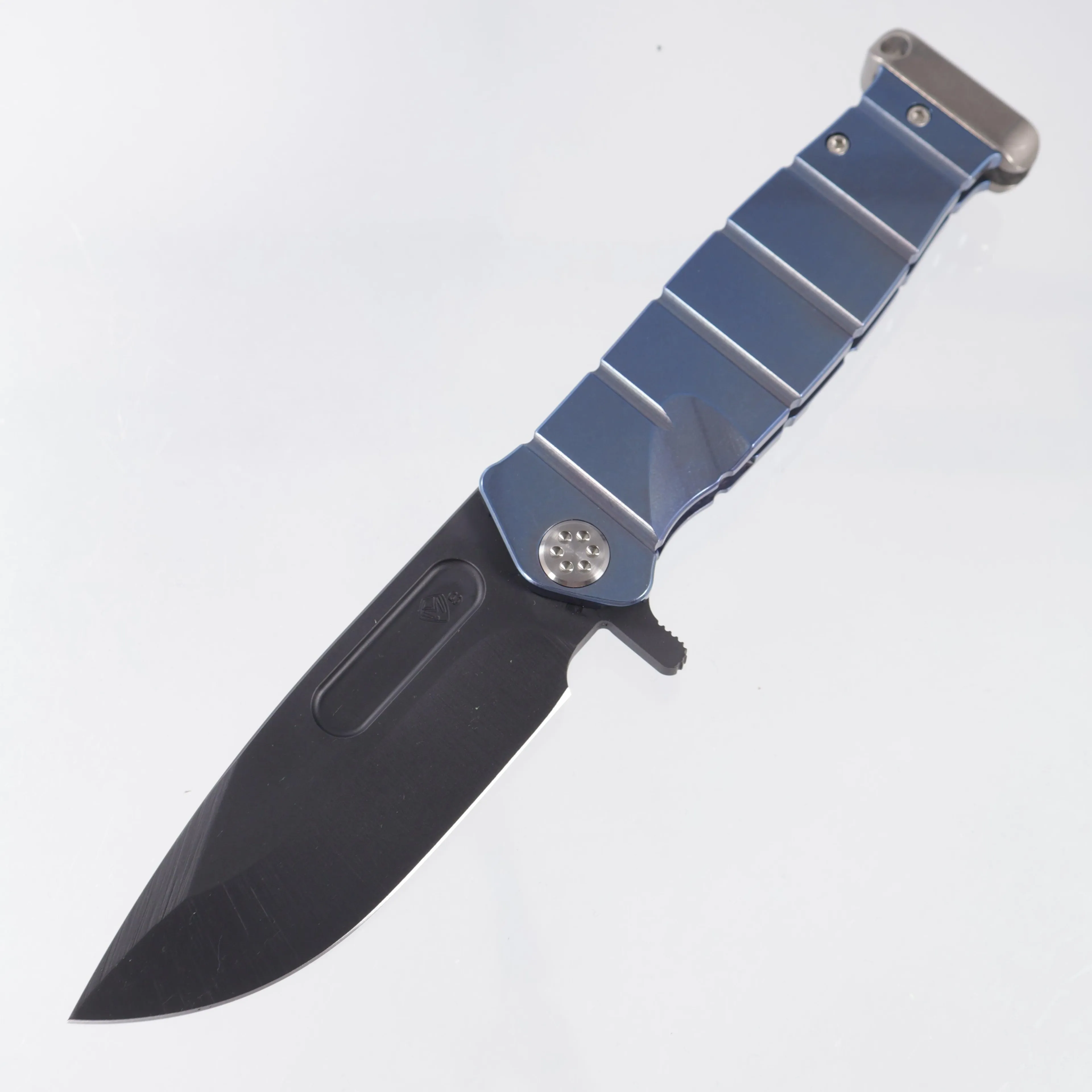 Medford USMC Fighter Flipper - Tumbled Blue Titanium Front Scale & Lockside - DLC S35VN - MK204SPQ-37A2-TSCS-PT