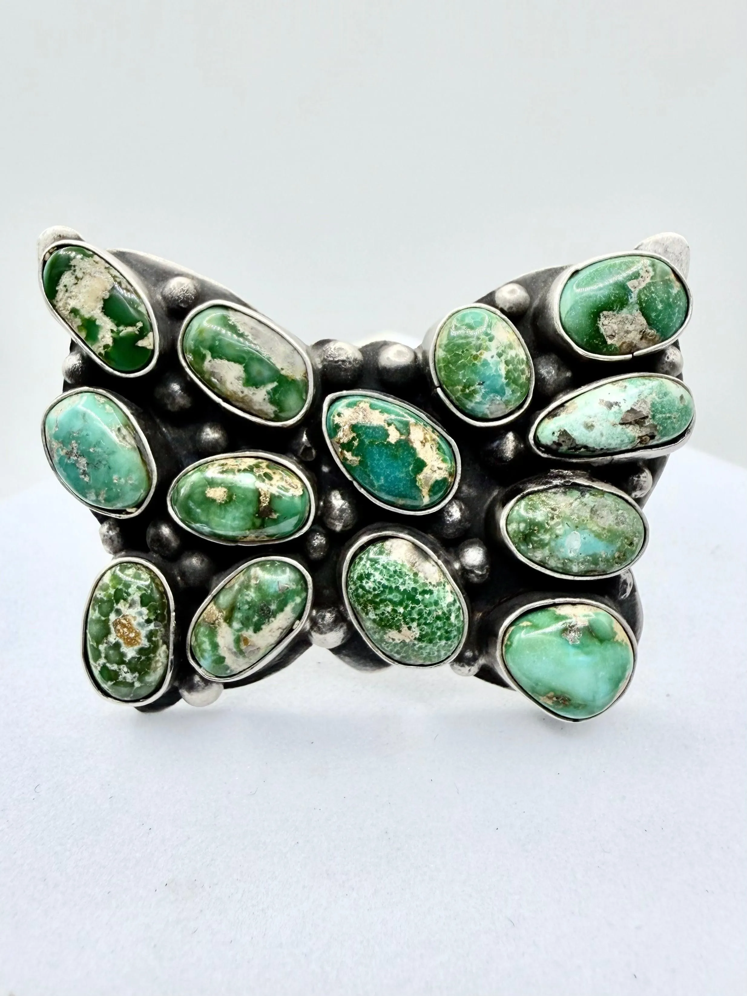 SHEILA TSO NATIVE HANDMADE SONORAN GOLD TURQUOISE CLUSTER RING SIZE 10 (PN 6)