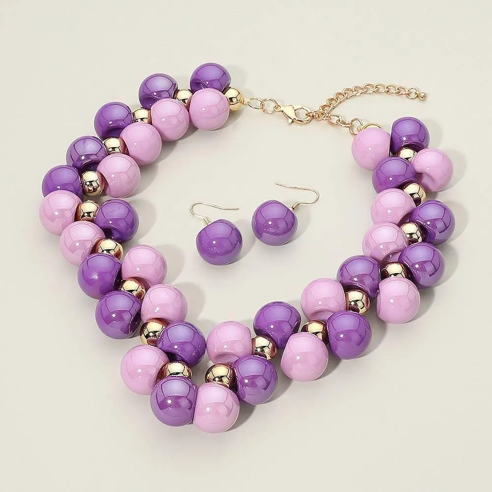 Chunky Bubble Beaded Statement Necklace