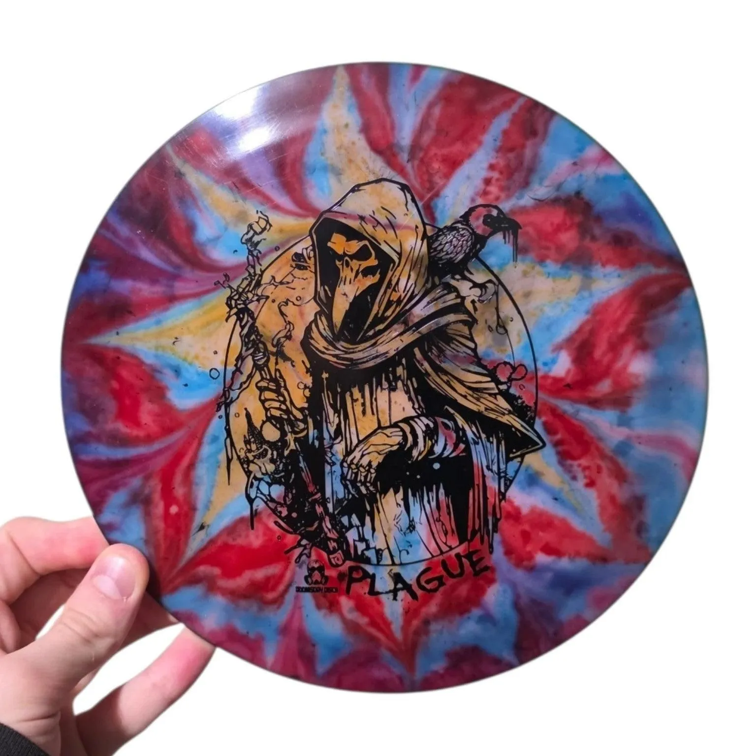 Hand-Dyed Radioactive Waste Plague – red and cyan