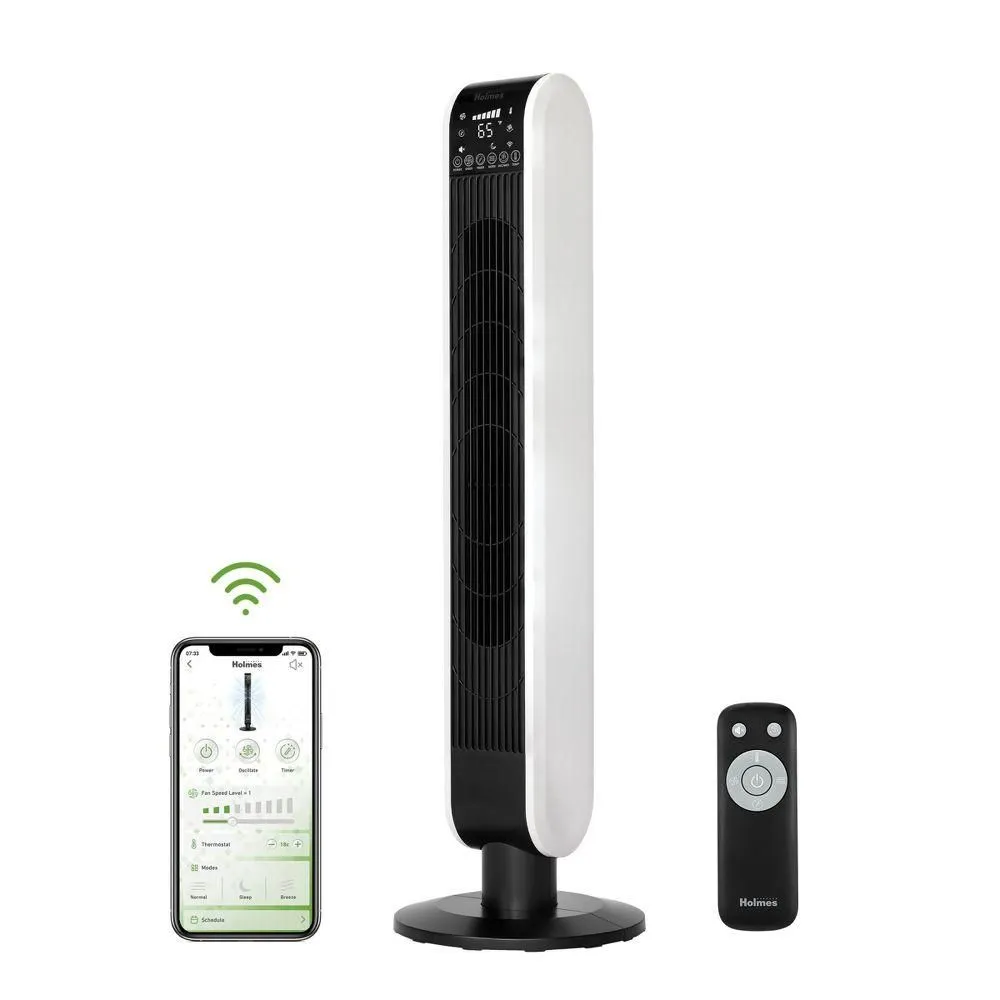 Open-box - Holmes 40' Wi-Fi Tower Oscillating Fan with Clean Breeze