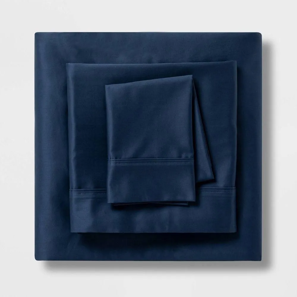 New without box - Queen Solid Performance 400 Thread Count Sheet Set Metallic Blue - Threshold: