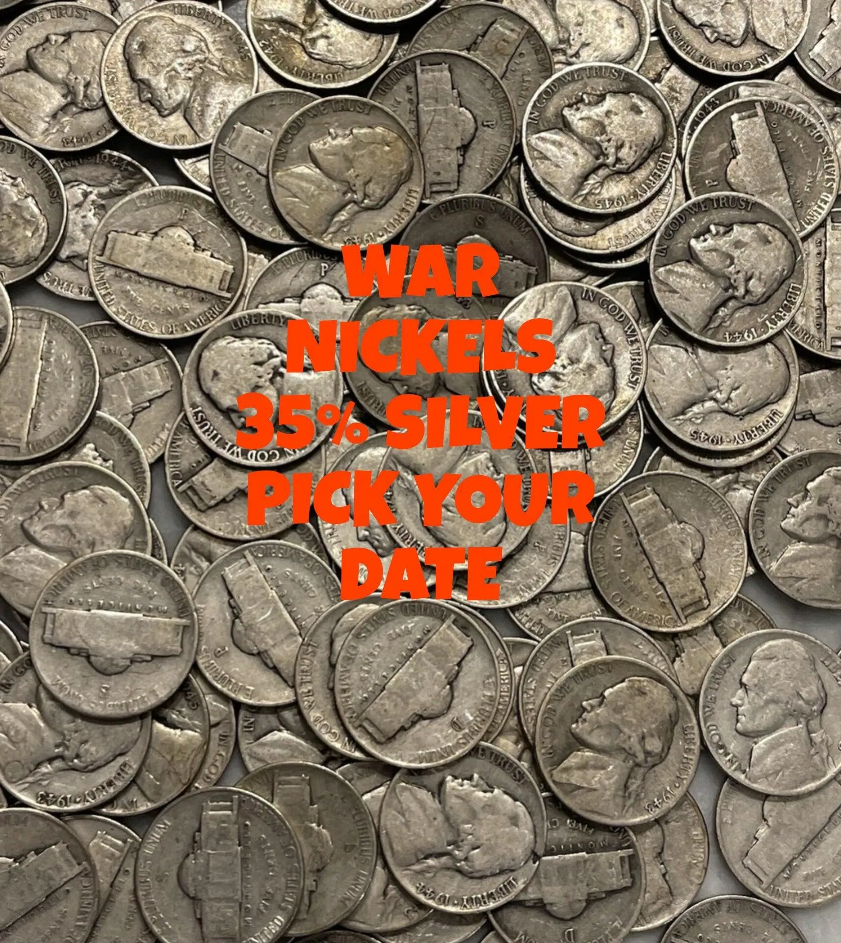 35% Silver Wartime Jefferson Nickels 1942-1945 Pick your date average circulation