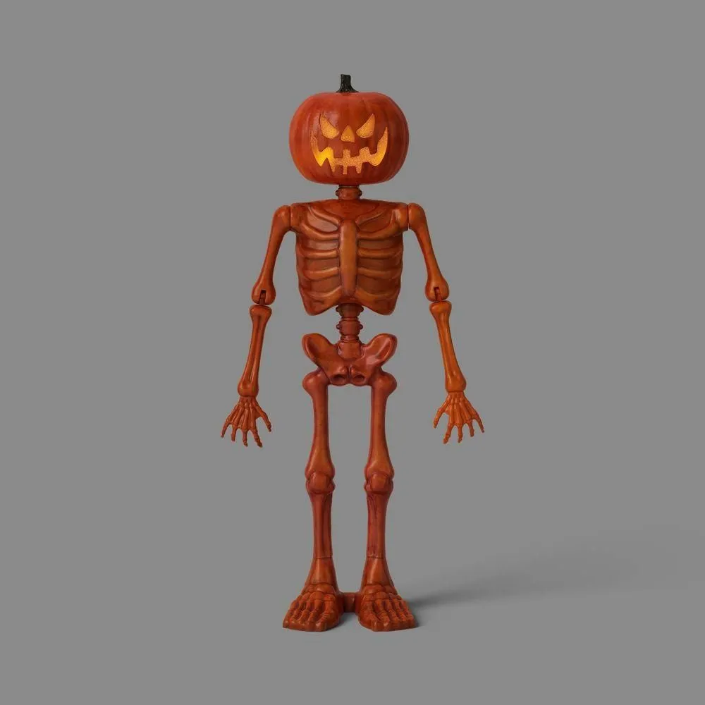 New without box - 3' Animated Skeleton Halloween Decorative Prop Brown/Orange - Hyde and