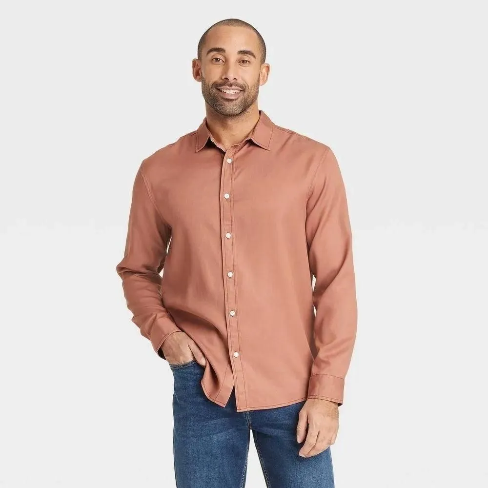 New without Tags - Men's Vintage Long Sleeve Poplin Shirt - Goodfellow & Co Brown L
