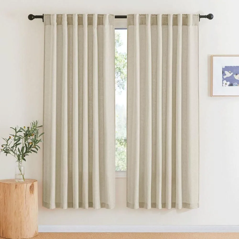 New without box - NICETOWN Mid-Length Semi-Sheer Linen Curtains Light Filtering Drapes for Bedroom