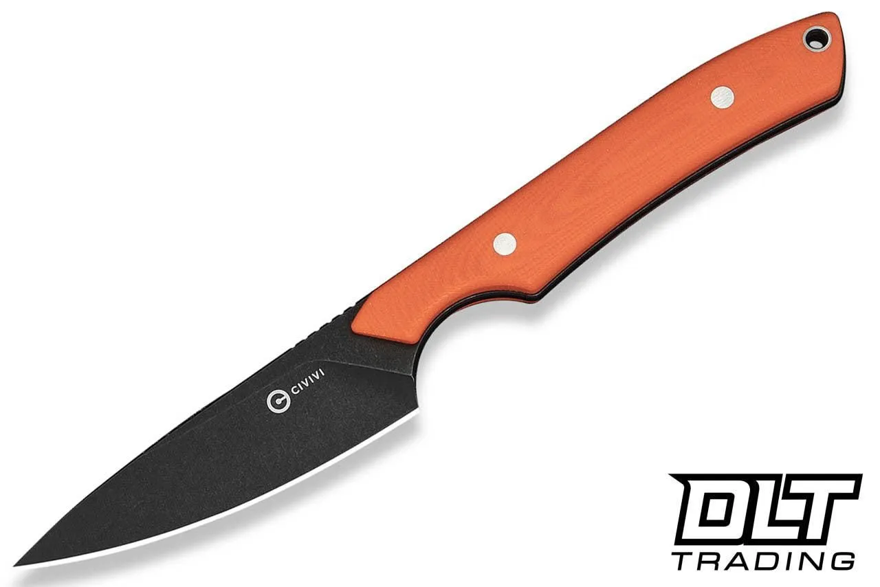 Civivi High Grass Field Knife C25084-1 - Orange G-10 - Black Stonewash 14C28N Blade