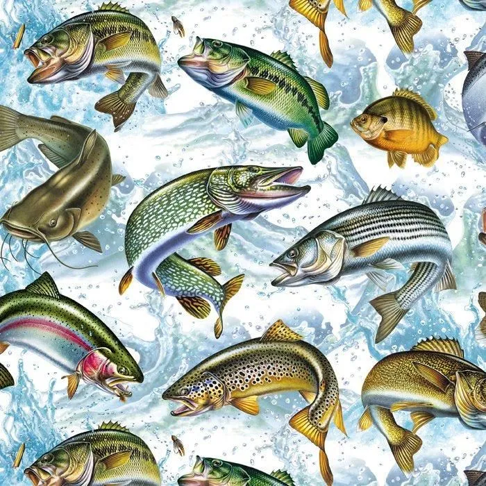 Freshwater Fish 1/2 Yard Increments