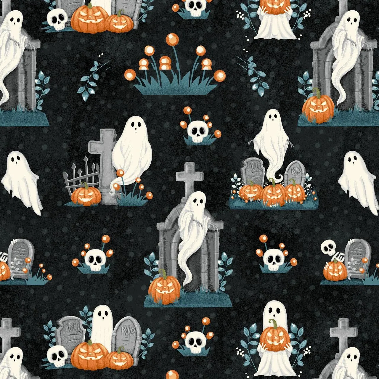 Ghosts in the Graveyard  - Sold by the 1/2 Yard