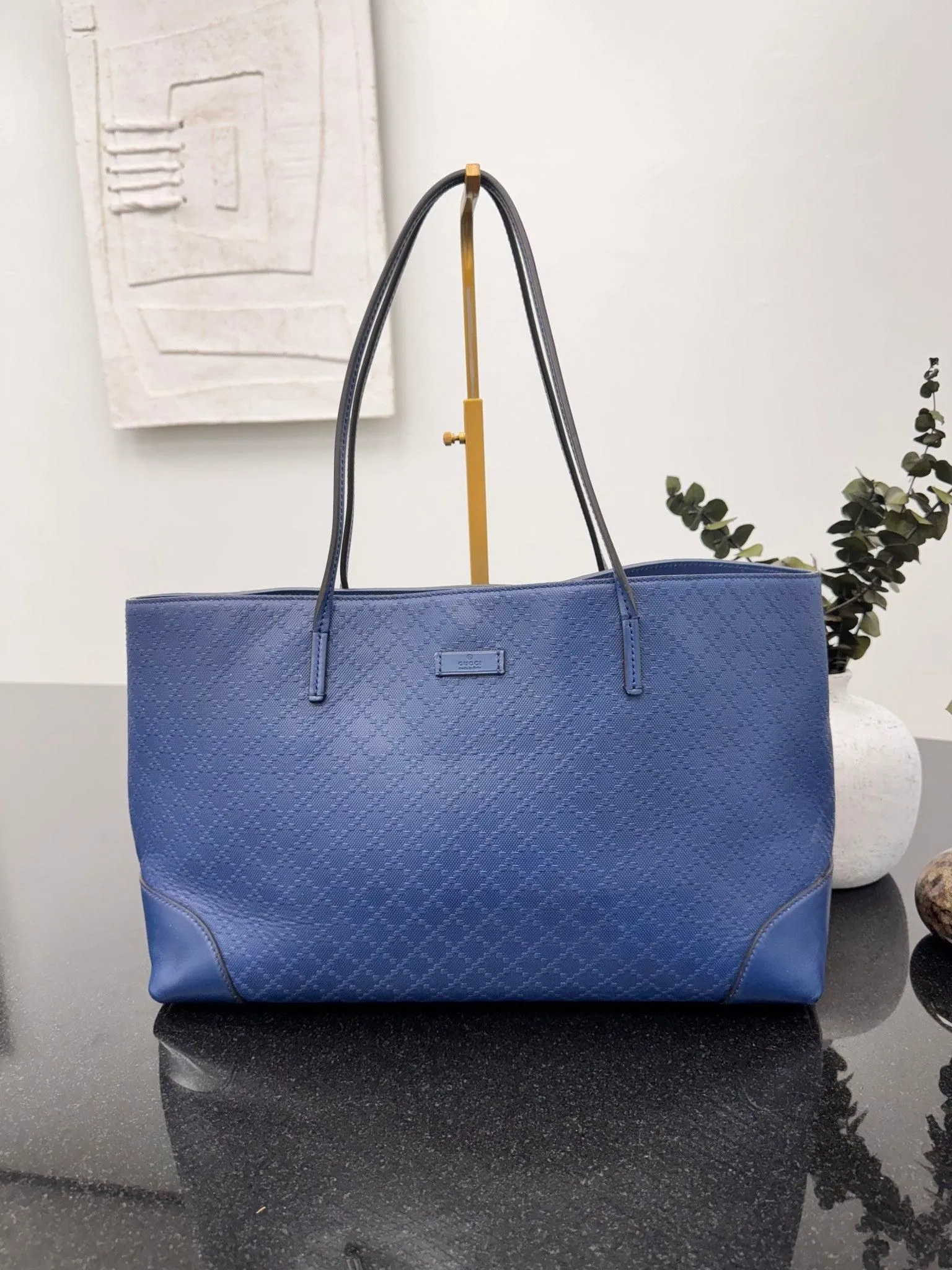 Gucci Blue Diamante Leather Tote Bag