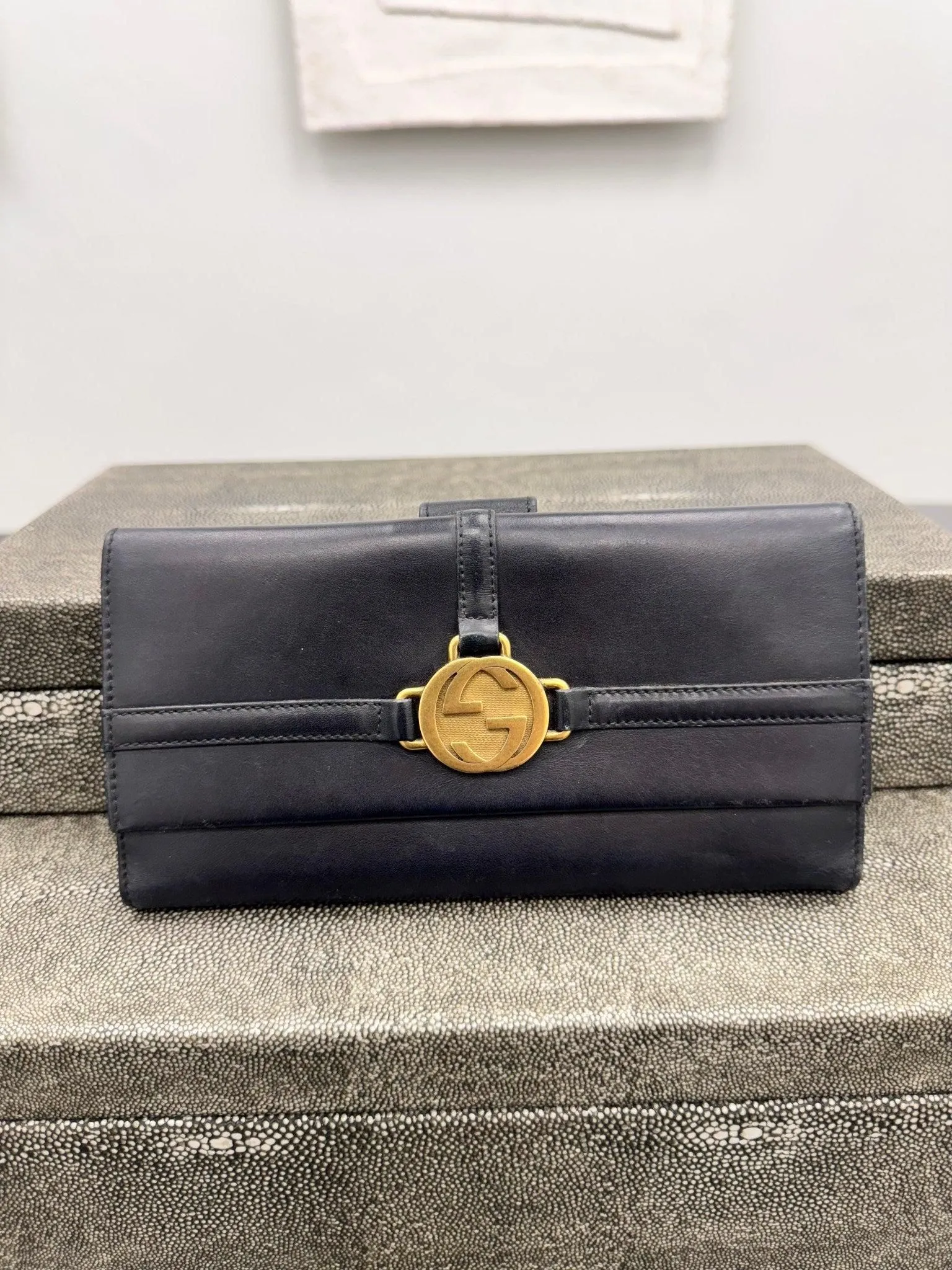 Gucci Black Leather Long Wallet