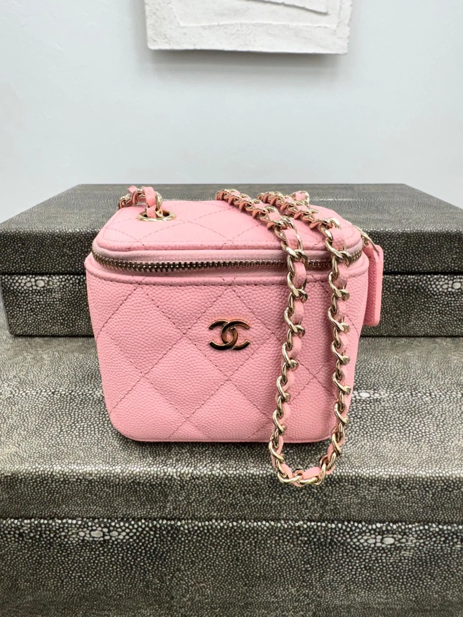 LIKE NEW - Chanel Pink Caviar Leather Mini Vanity Crossbody Bag