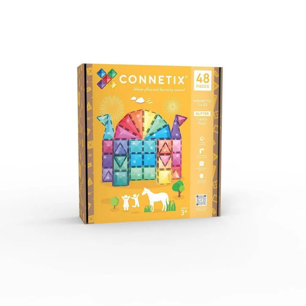 Brand New - CONNETIX Magnetic Tiles Glitter Castle Pack 48pc: Educational Focus on