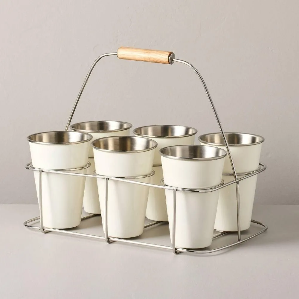 New without box - Metal and Rubberwood Caddy Sour Cream - Hearth & Hand with Magnolia