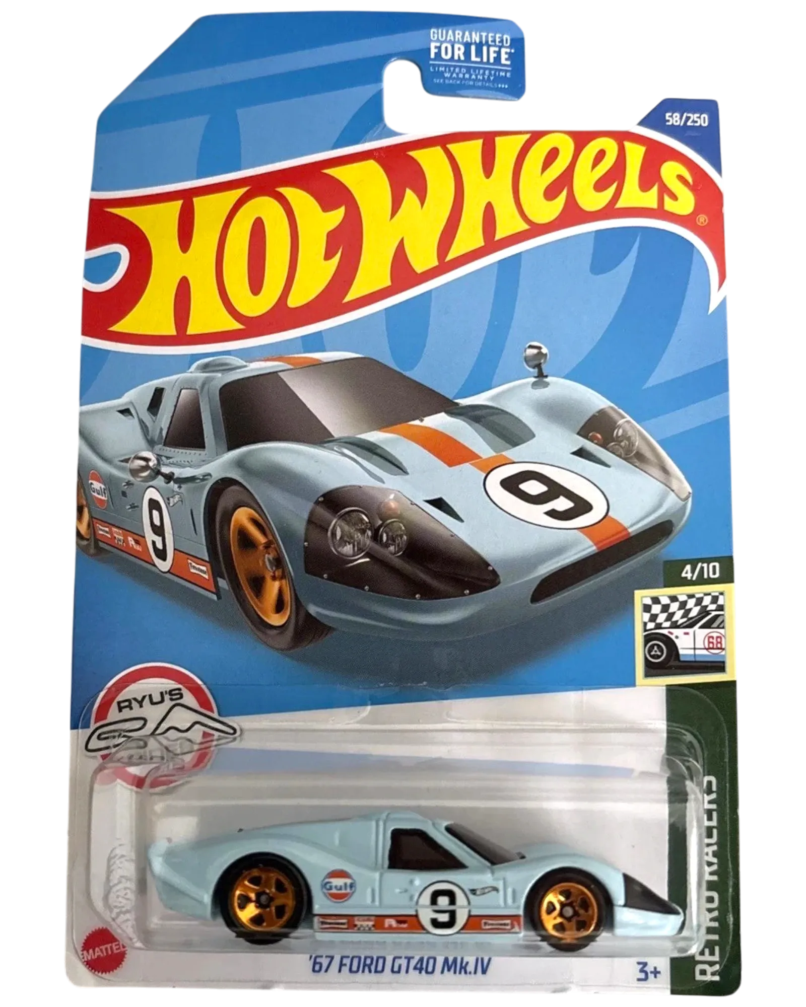 Hot Wheels '67 Ford GT40 Mk. IV 1:64 Die-Cast Retro Racers #4/10 #58/250