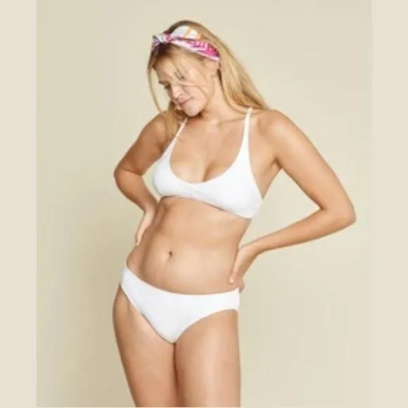 Product image for Andie Swim The Bikini Bottom White Ribbed Coconut Size Large NWT $52 MSRP