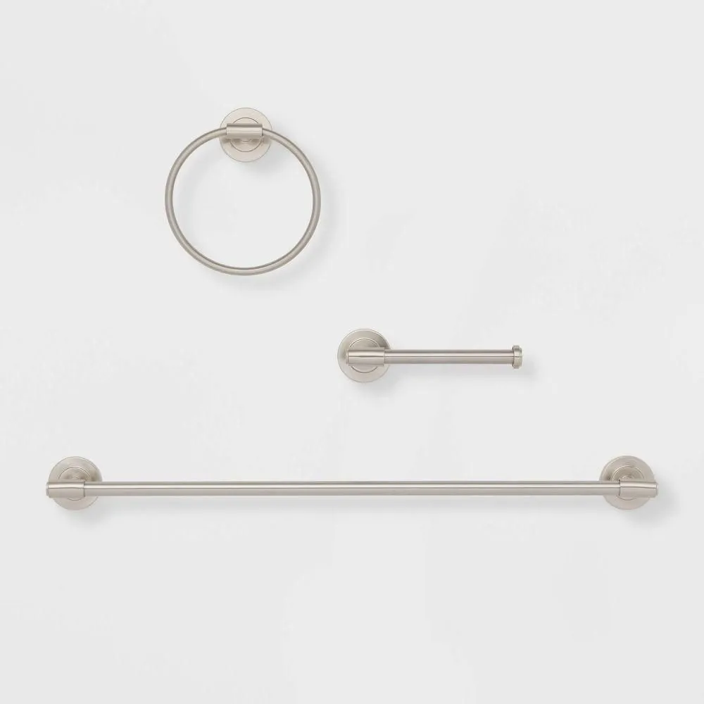 Open-box - 3pc Clean Bath Hardware Set Brushed Nickel - Threshold: Zinc & Stainless