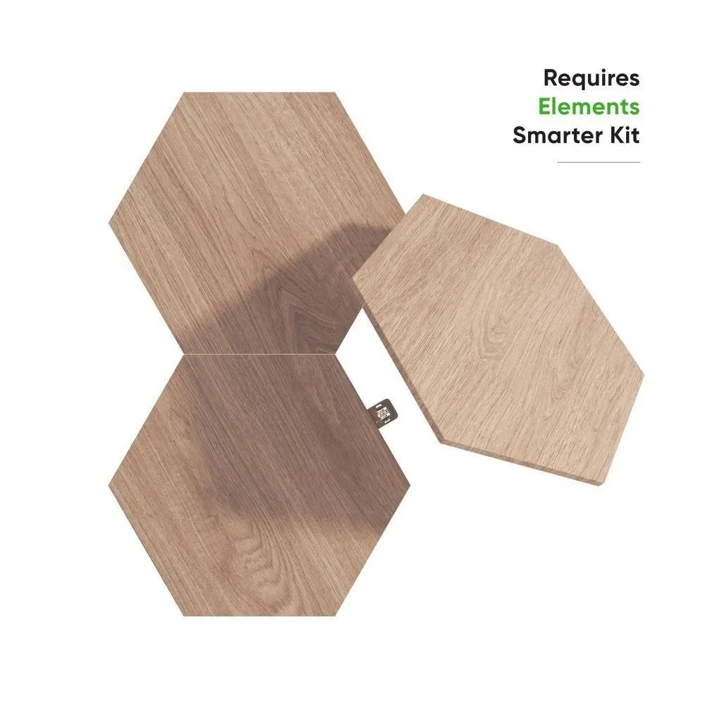New without box - Nanoleaf 3 Panels Elements Wooden Hexagons Expansion Pack LED Light
