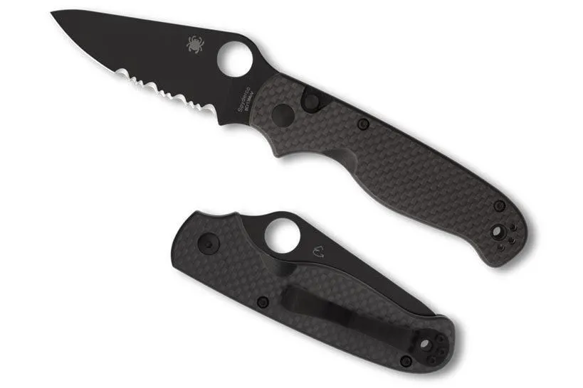 Spyderco ButtonUp - Carbon Fiber - Black Partially Serrated Blade