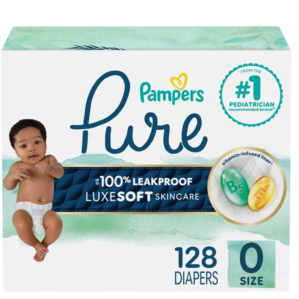 New without Tags - Pampers Pure Protection Diapers Pack - Size 0 - 128ct