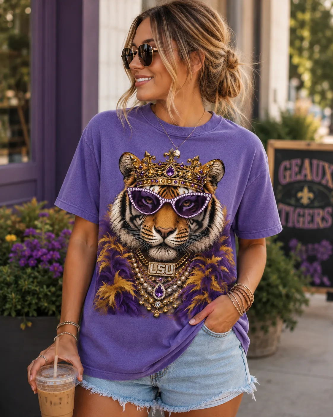 Royal LSU Glam Tiger Tee