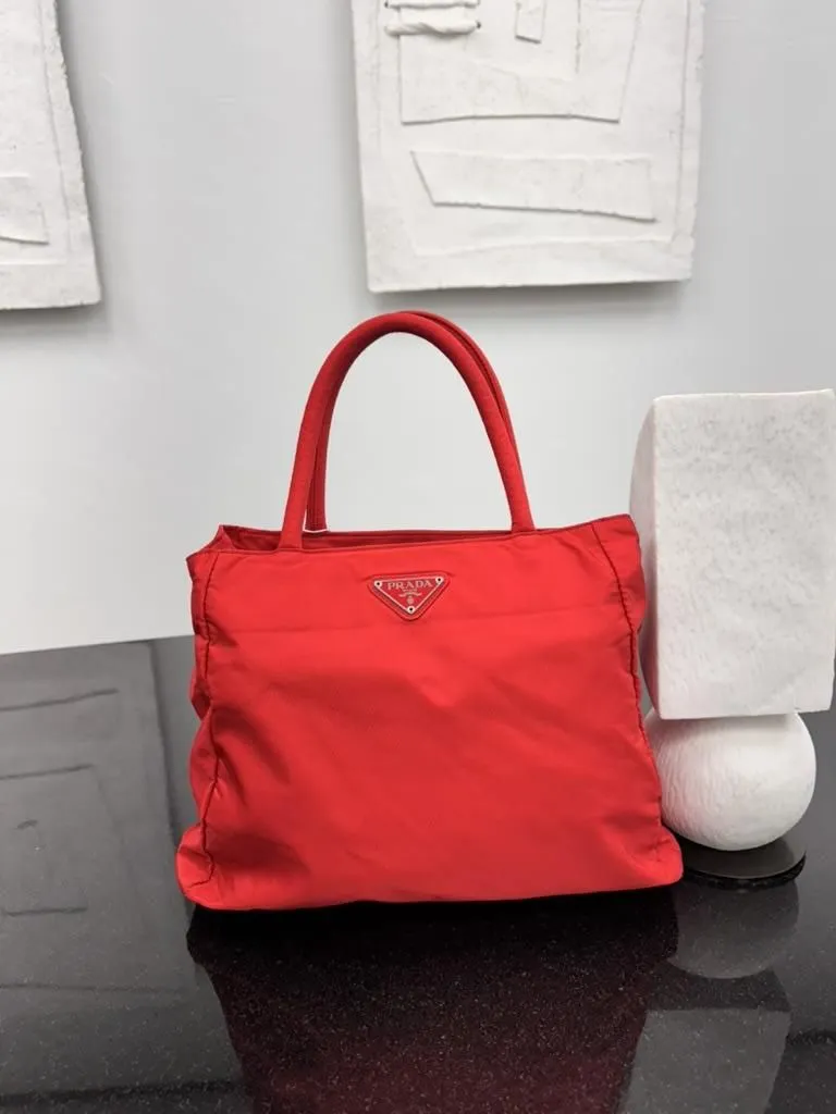 Prada Red Nylon Top Handle Bag