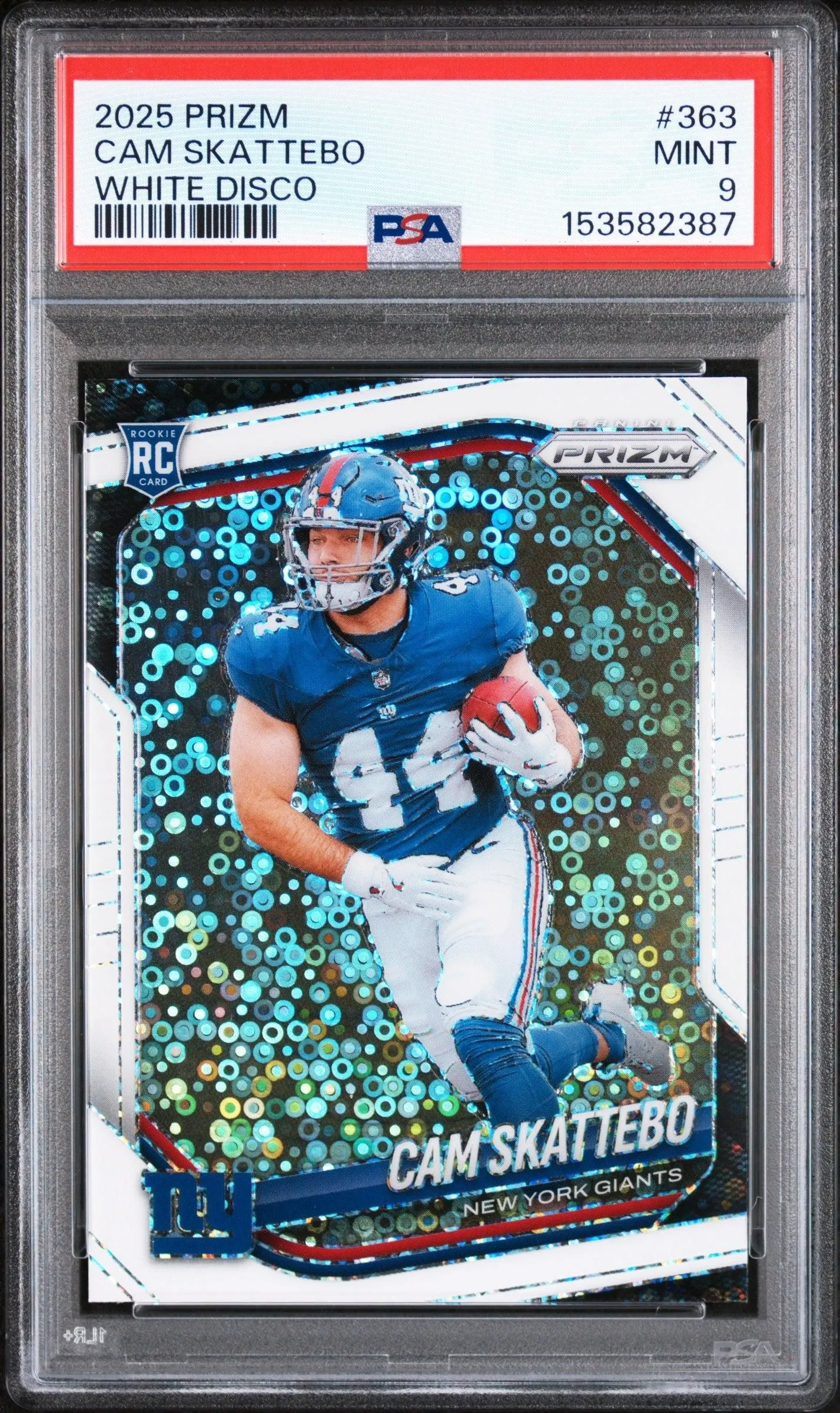 2025 Panini Prizm #363 Cam Skattebo White Disco PSA 9