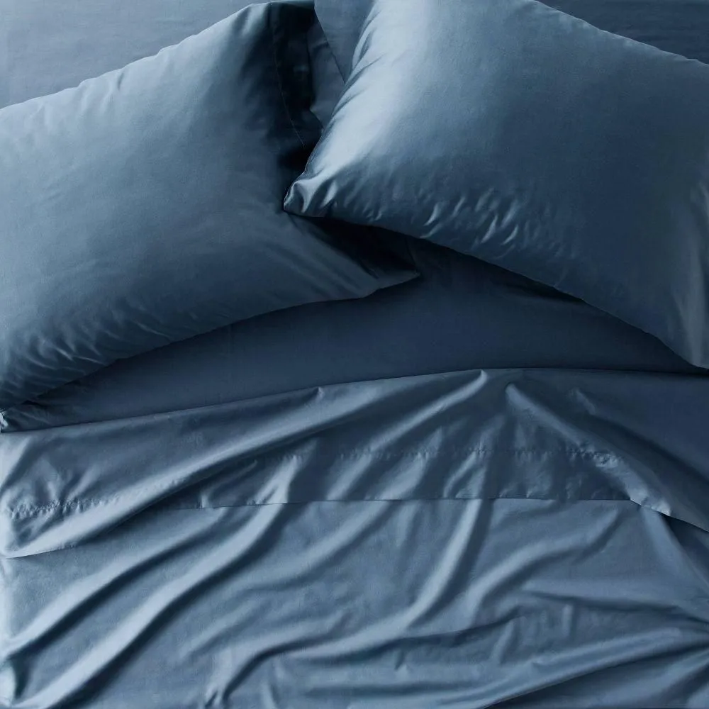 New without box - King 600 Thread Count Sateen Sheet Set Dark Mineral Blue - Casaluna