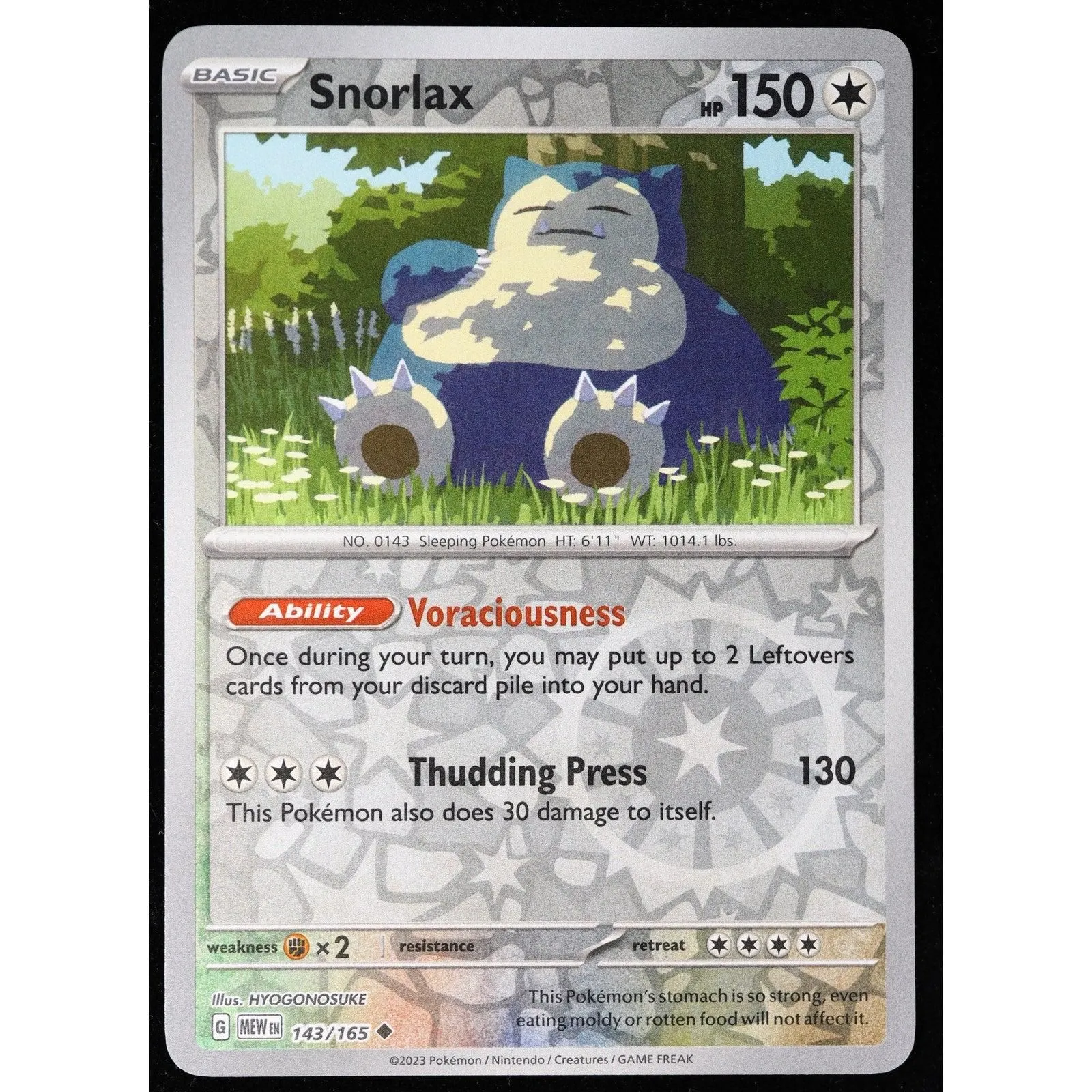 Pokemon Snorlax 143/165 Scarlet & Violet 151 Reverse Holo