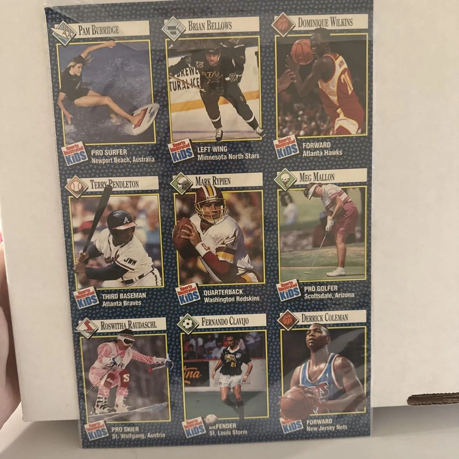 SI Kids Uncut Cards MARK RYPIEN  WASHIGNTON TERRY PENDLETON DOMINIQUE WILKINS