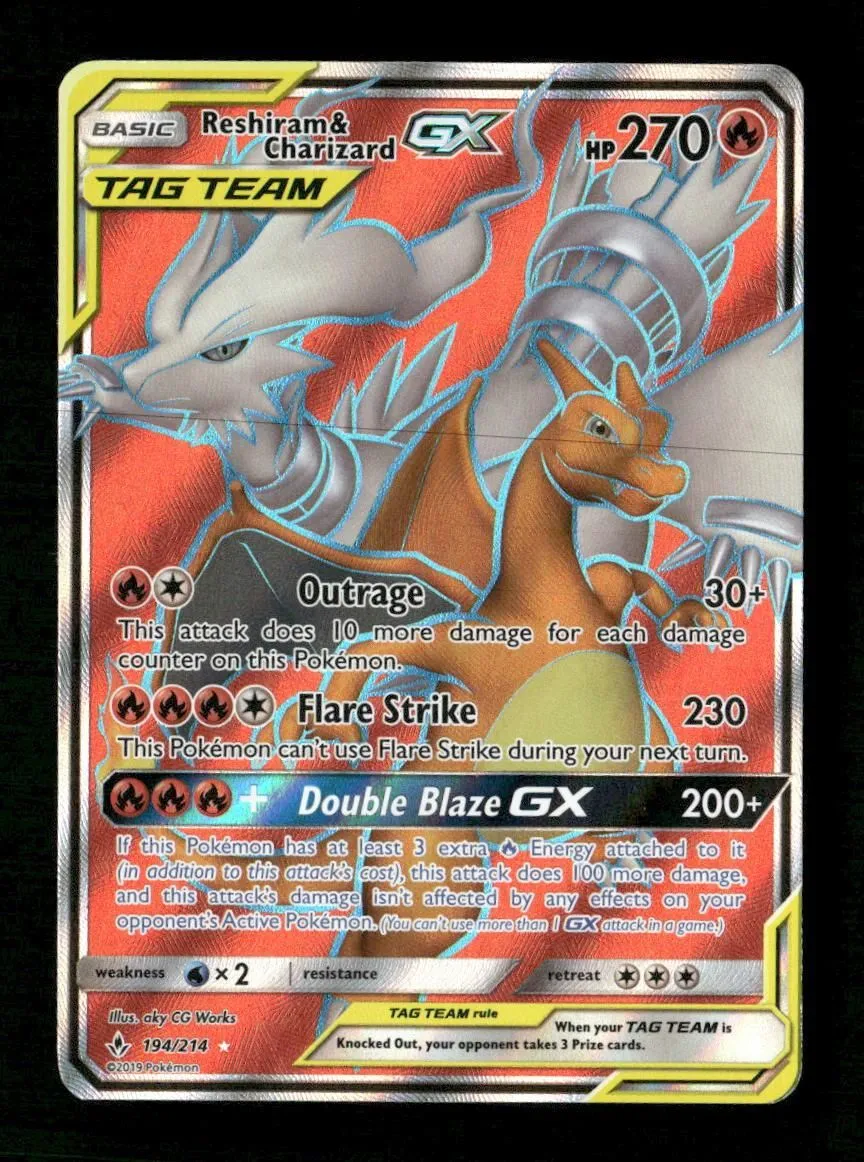 SM - Unbroken Bonds Reshiram & Charizard GX (Full Art) #194/214