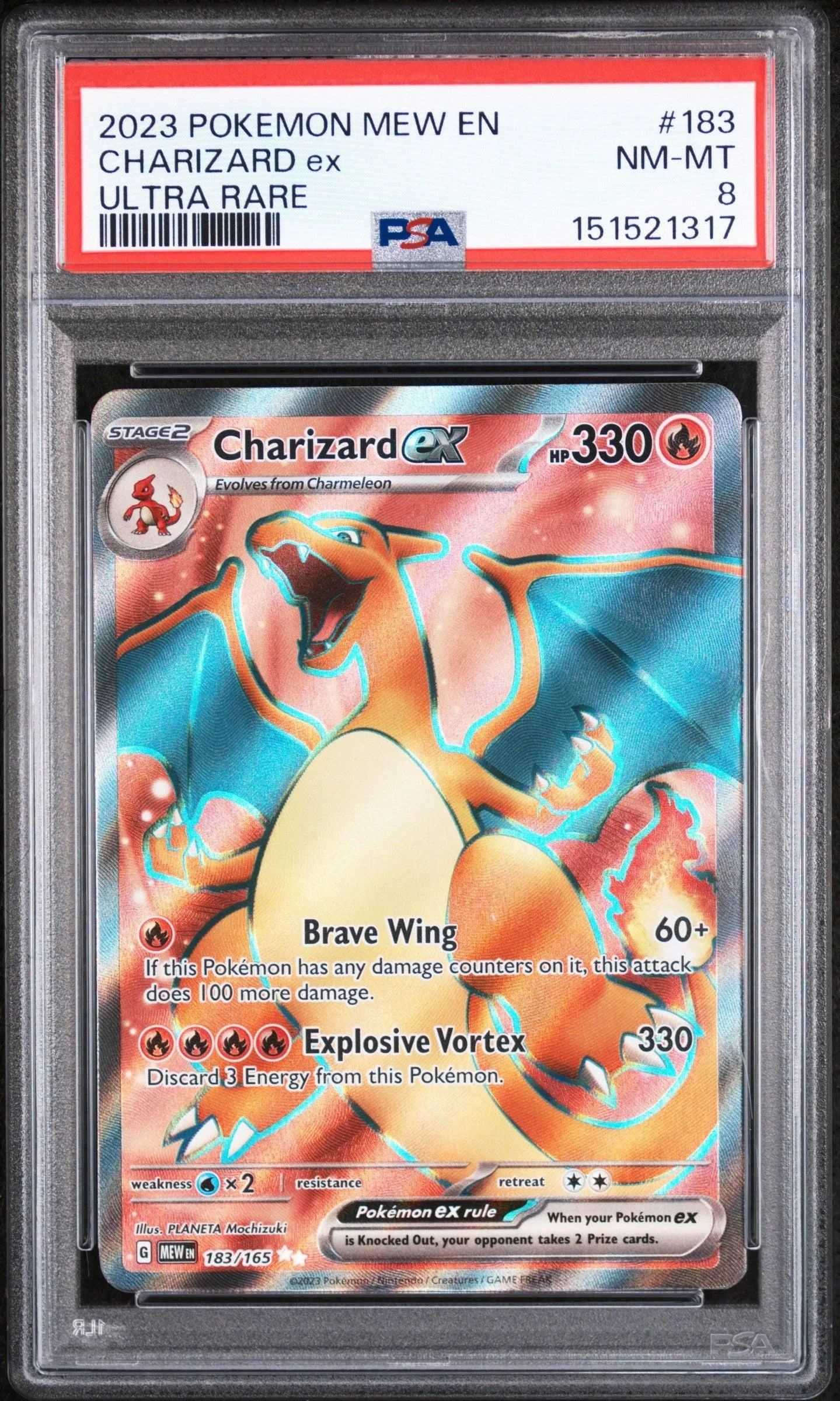 2023 Pokemon Mew En-151 Ultra Rare Charizard Ex 8 PSA #183