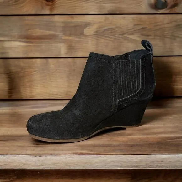 Product image for Dolce Vita Black Suede Wedge Ankle Boot Size 7.5