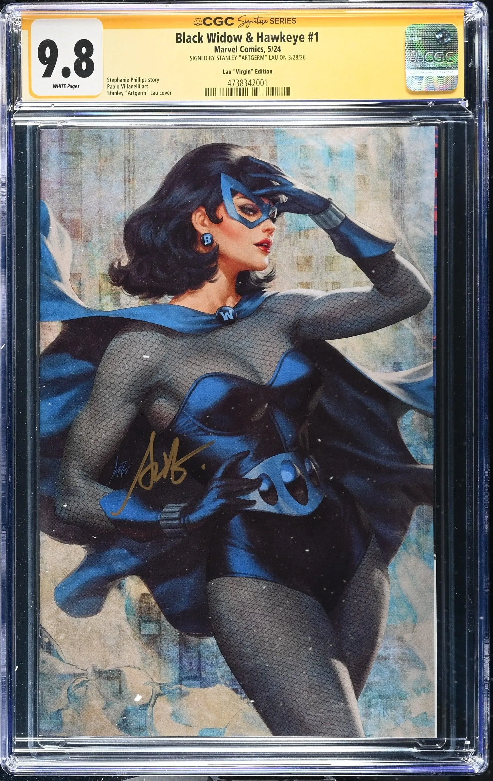 BLACK WIDOW & HAWKEYE (2024) #1 1:100 ARTGERM VIRGIN EDITION SIGNED BY STANLEY LAU CGC SS 9.8 WP NM/M