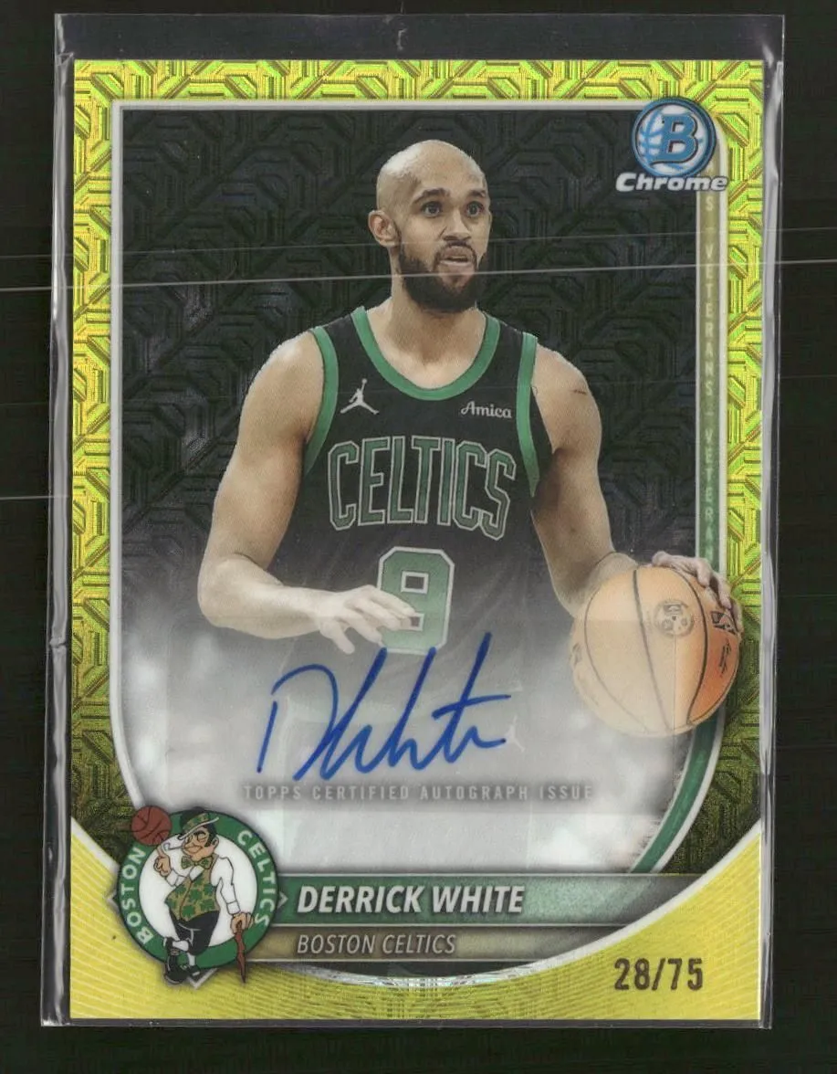 2025-26 Bowman Chrome Autographs Yellow Refractor Derrick White #/75 AU #BCA-DI