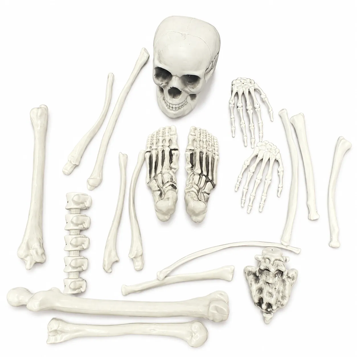 Skeleton Bone Decoration Set – Halloween Graveyard Bones with Mesh Storage Bag