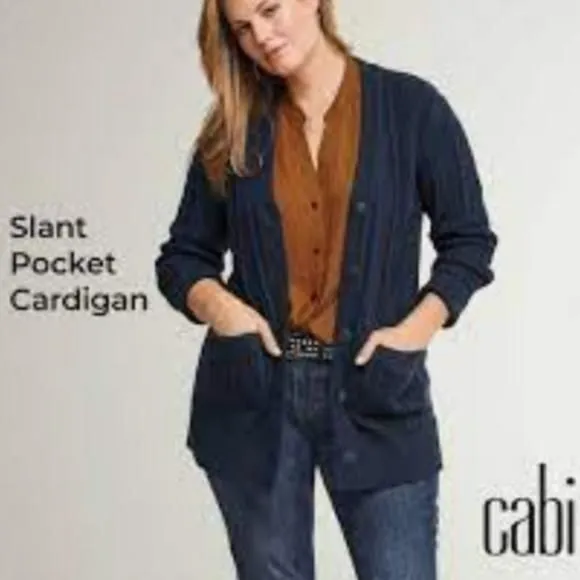 Product image for CAbi Slant Pocket Cardigan Size XS Blue