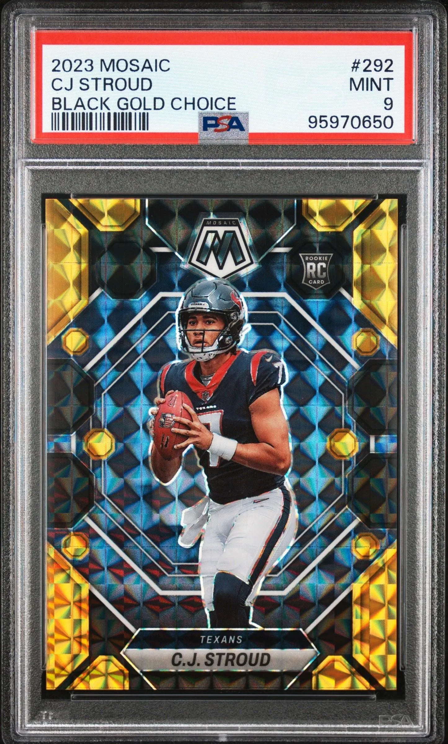 2023 Panini Mosaic Black Gold Choice Cj Stroud 9 PSA #292