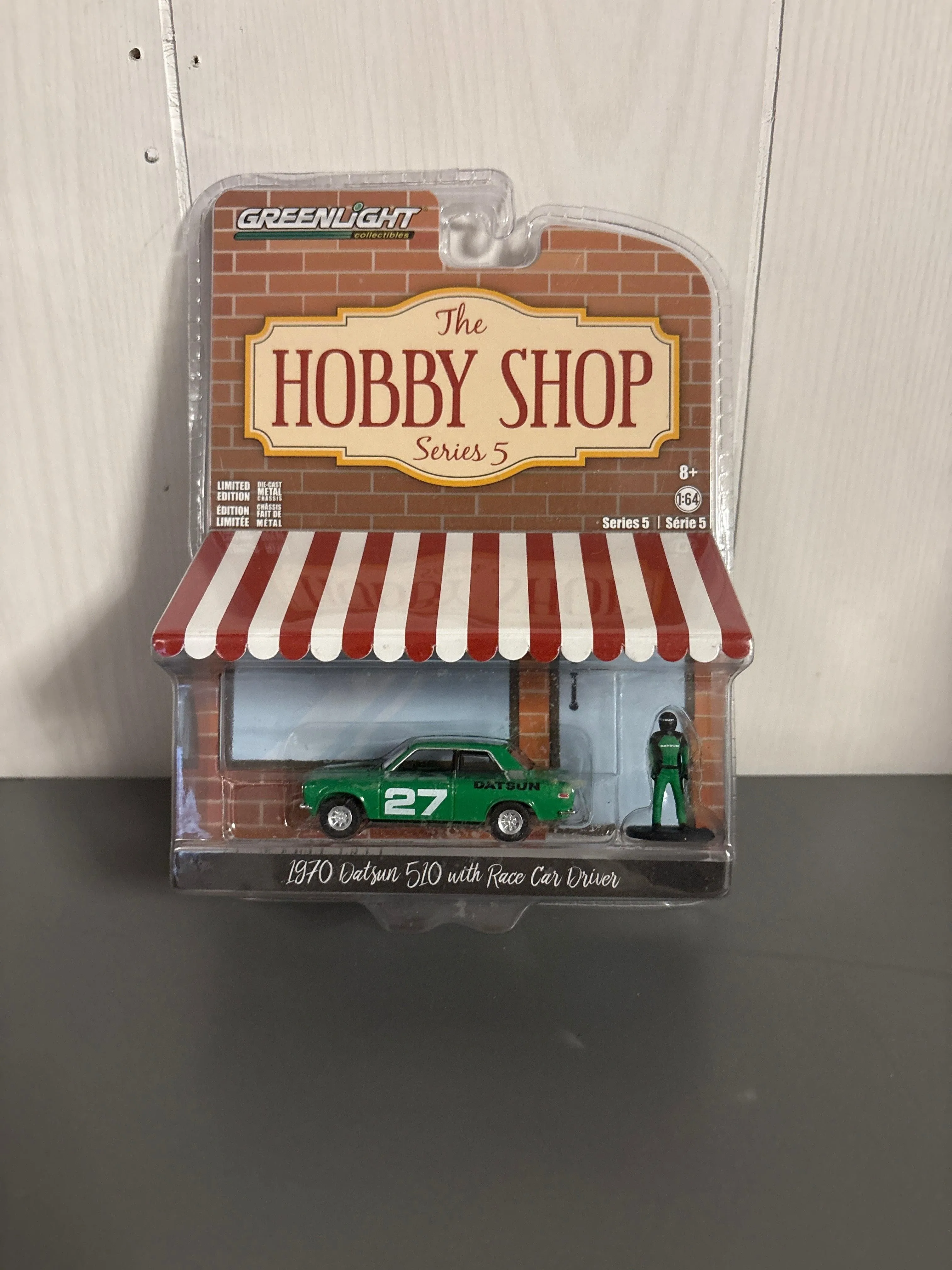 Greenlight 1970 Datsun 510 With Race Car Driver Diecast green
