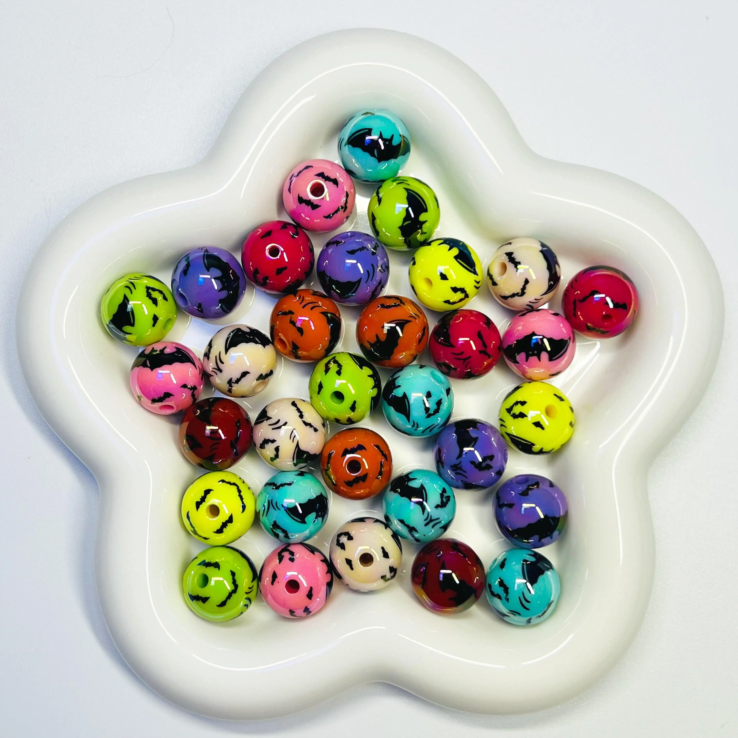 A5 - 16mm 360 Printed Bats Mix Color - 15pcs
