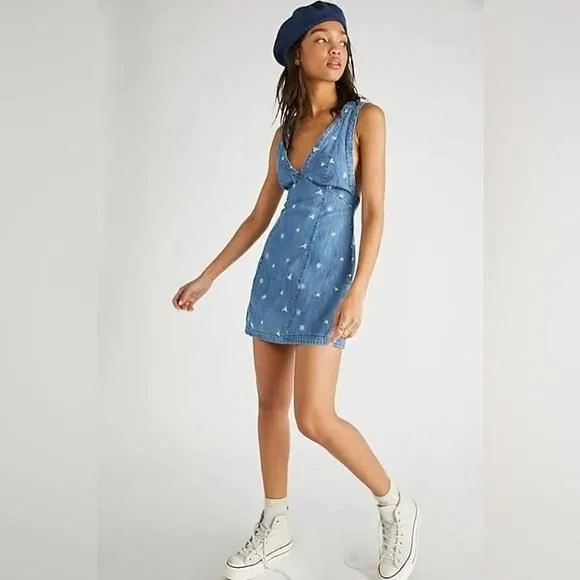 sachin and babi light blue dress Lucky Brand Floral Embroidered Pintuck Cotton Mini Sundress In Neutral